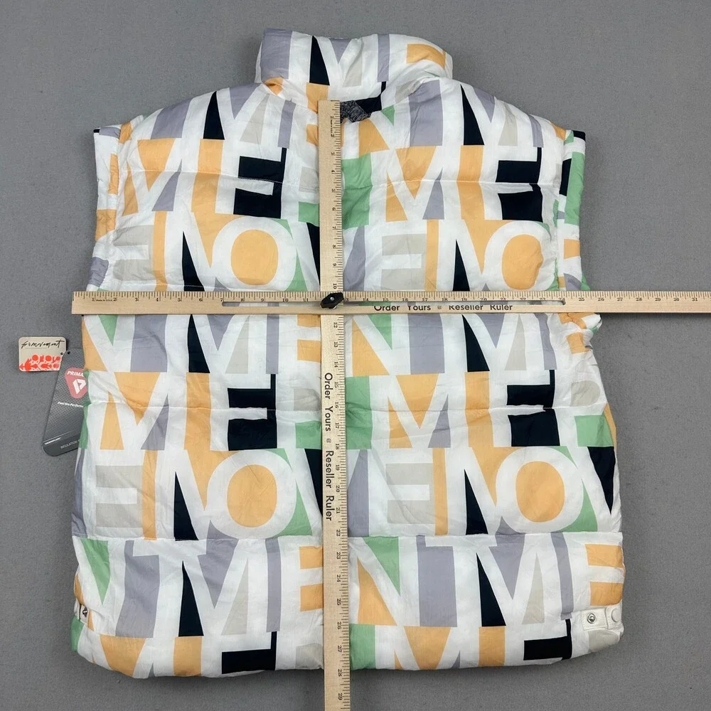 FP Movement Vest Women Large Green Gray Blocked Logo Print PrimaLoft Puffer L
